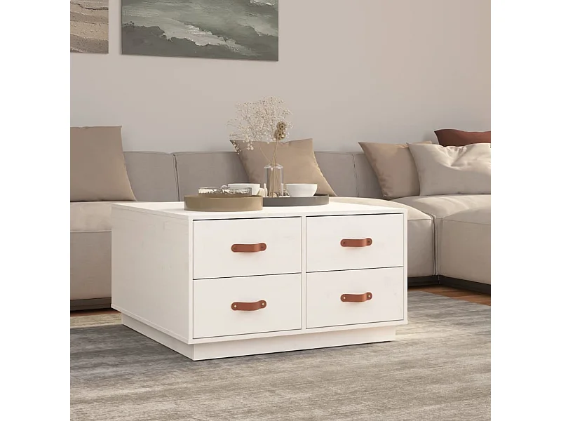 Mesa de centro 80x80x45 cm pinho maciço branco