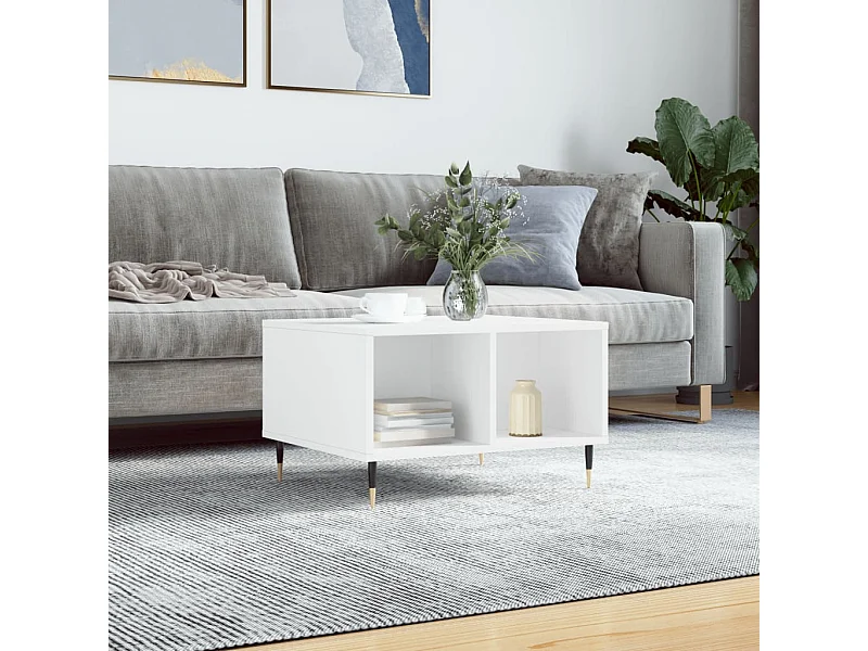 Table basse Blanc 60x50x36,5 cm Bois d'ingénierie