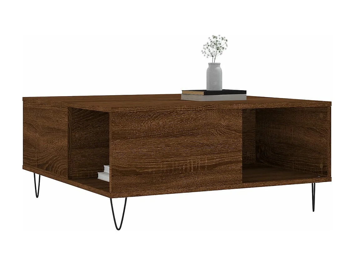 Mesa de centro 80x80x36,5cm derivados madeira carvalho castanho