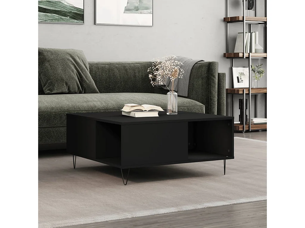 Salontafel 80x80x36,5 cm bewerkt hout zwart