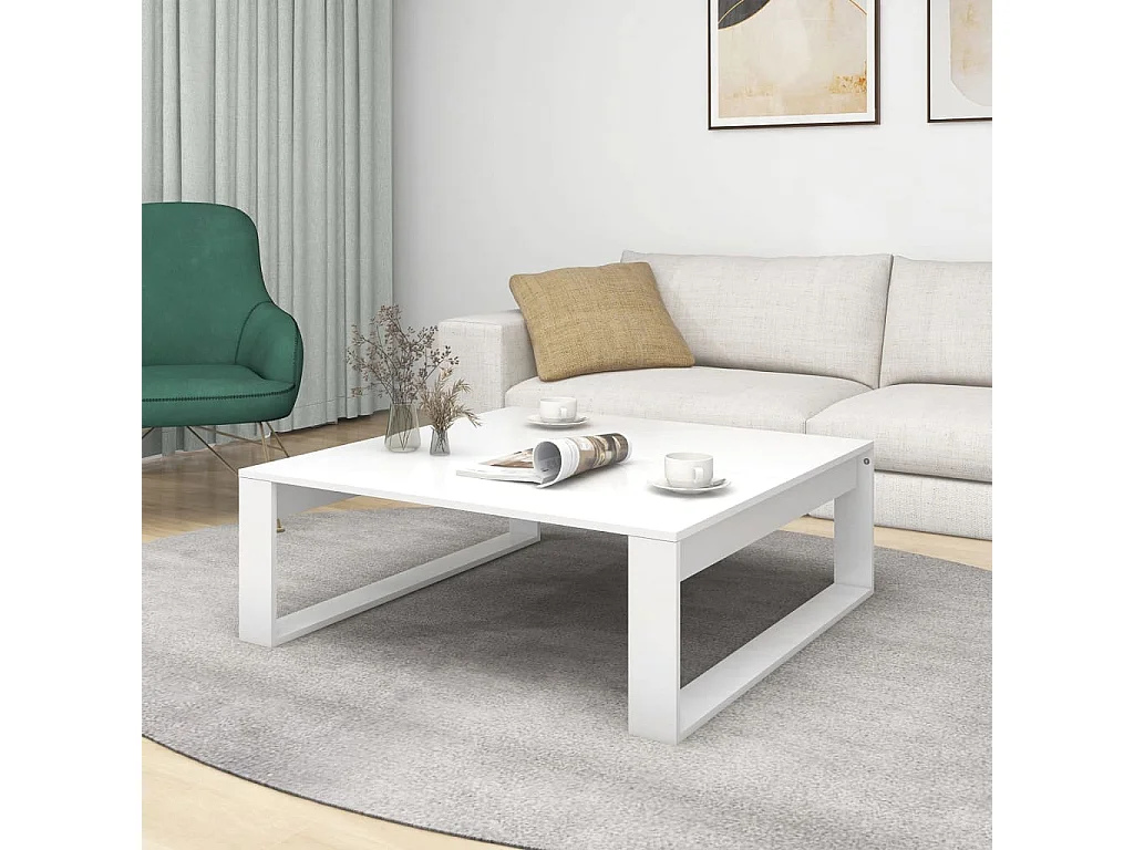 Table basse Blanc 100x100x35 cm Aggloméré