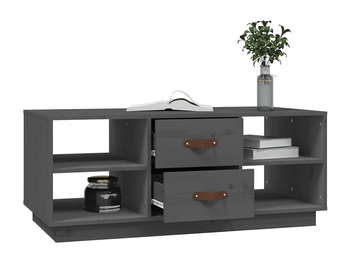 Mesa de centro de madera maciza de pino gris 100x50x41 cm