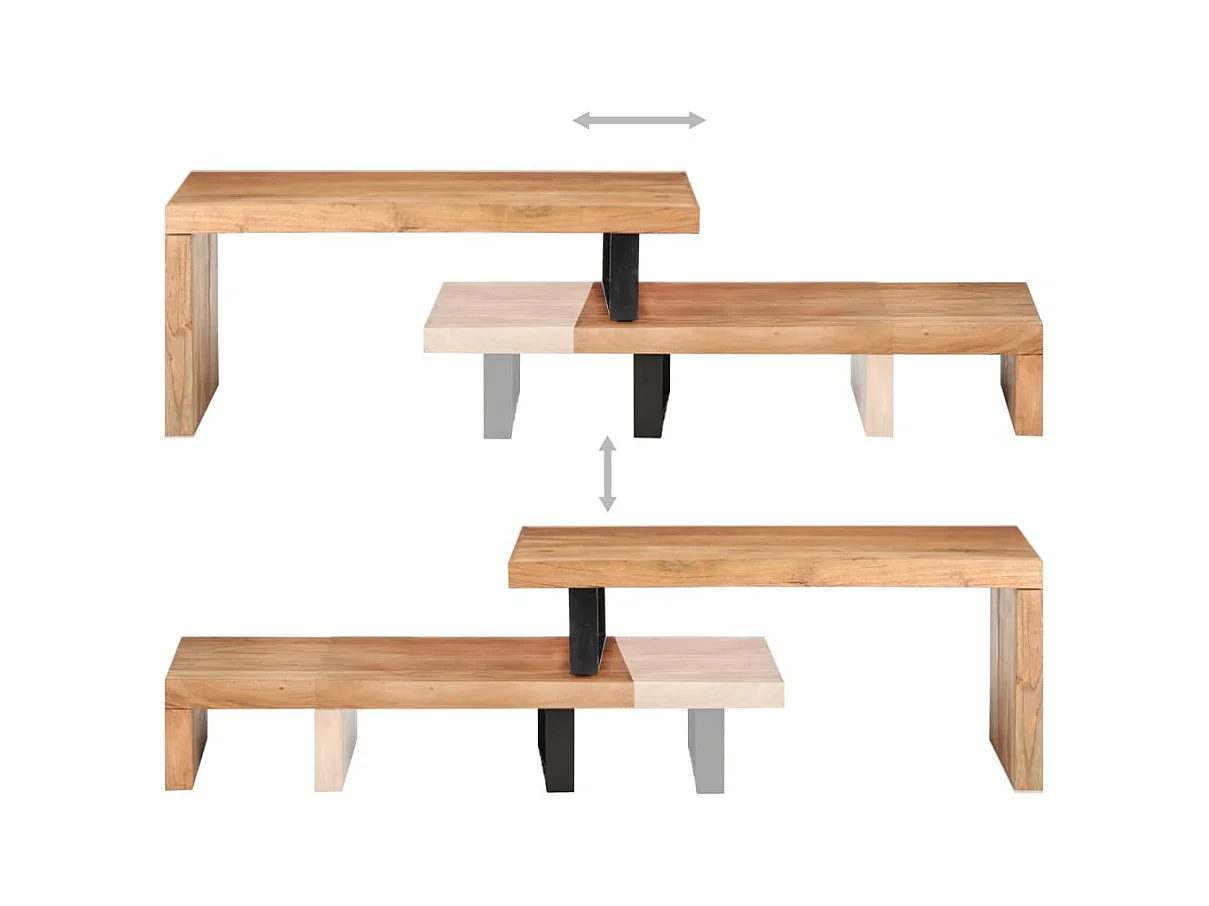 Ensemble de 2 tables basses Bois d'acacia massif