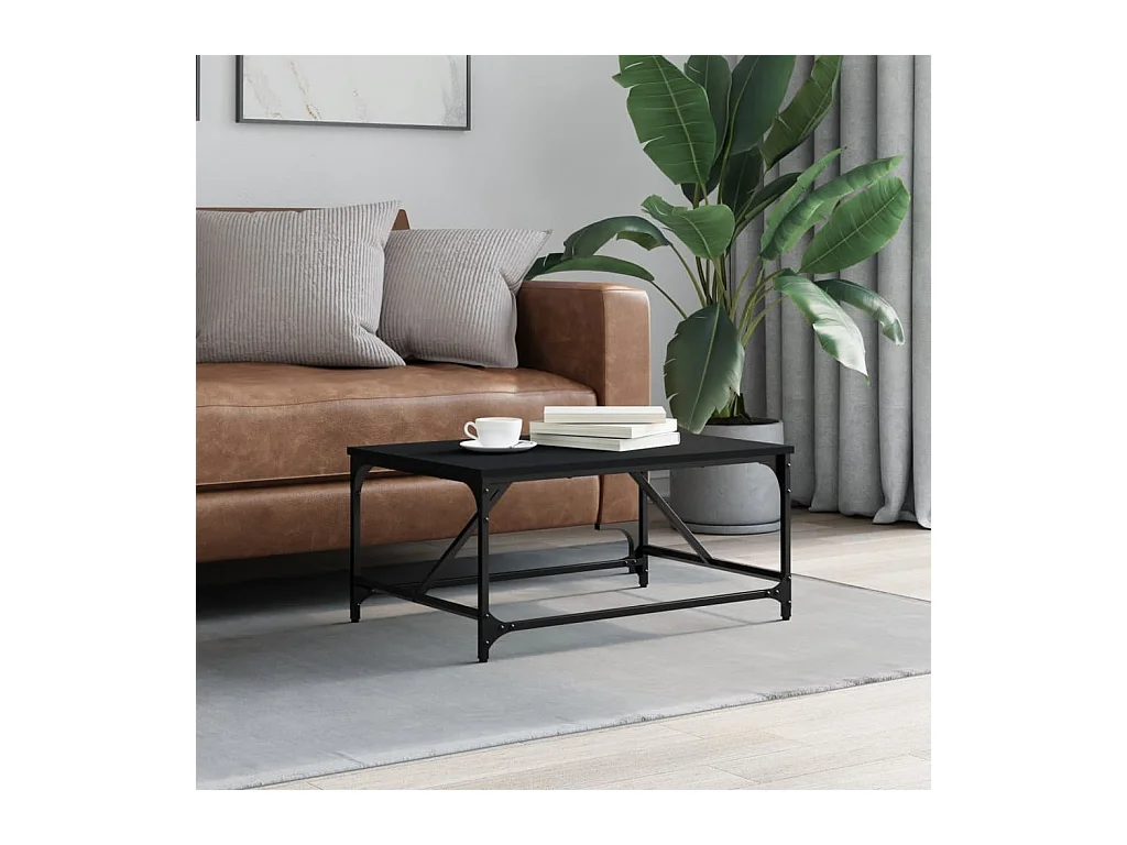 Table basse noir 75x50x35 cm bois d'ingénierie