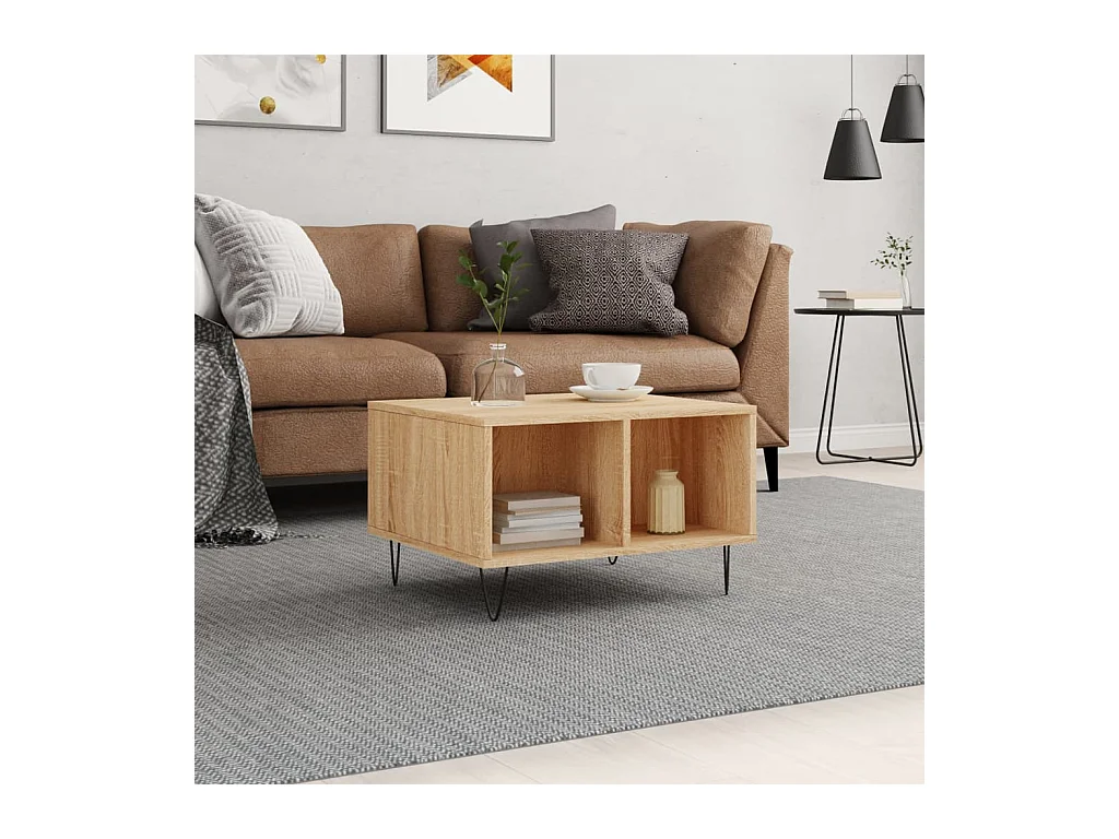 Salontafel 60x50x36,5 cm bewerkt hout sonoma eikenkleurig