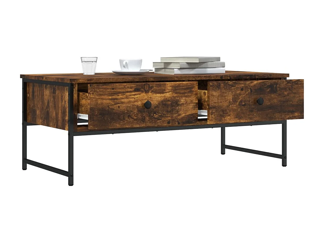 Table basse chêne fumé 101x49x39,5 cm bois d'ingénierie