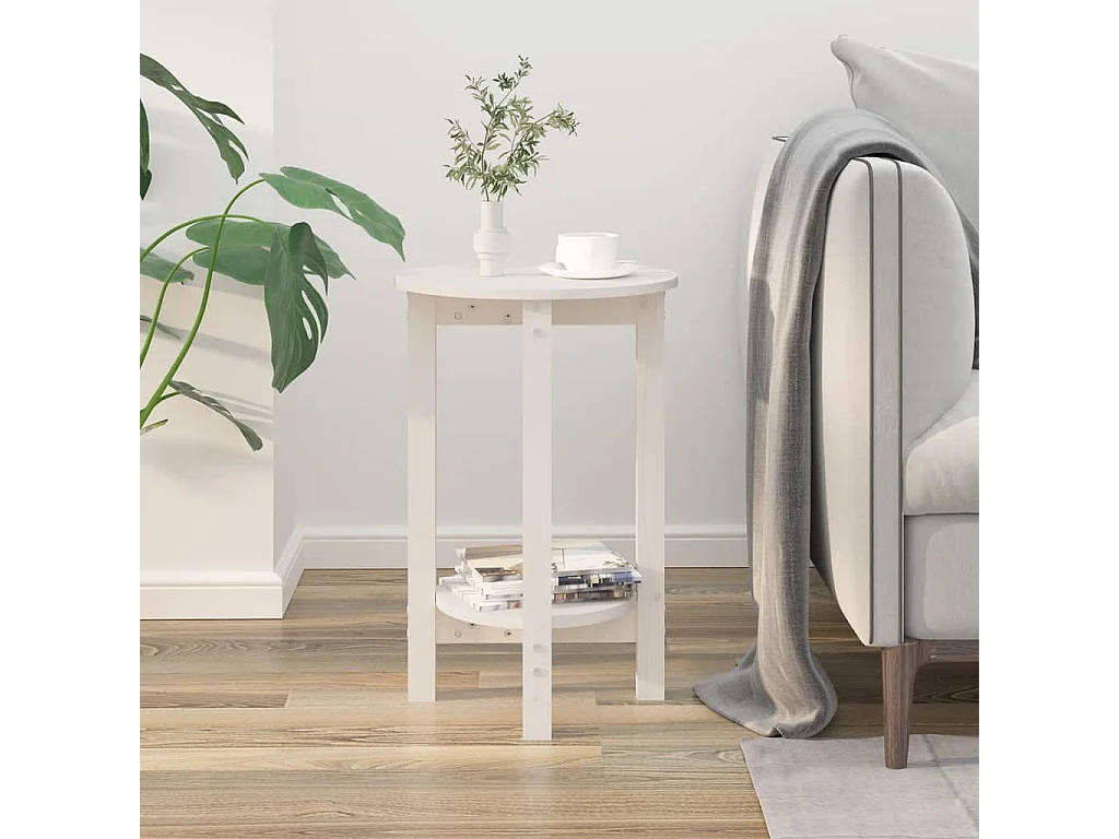 Table basse Blanc Ø 40x60 cm Bois massif de pin
