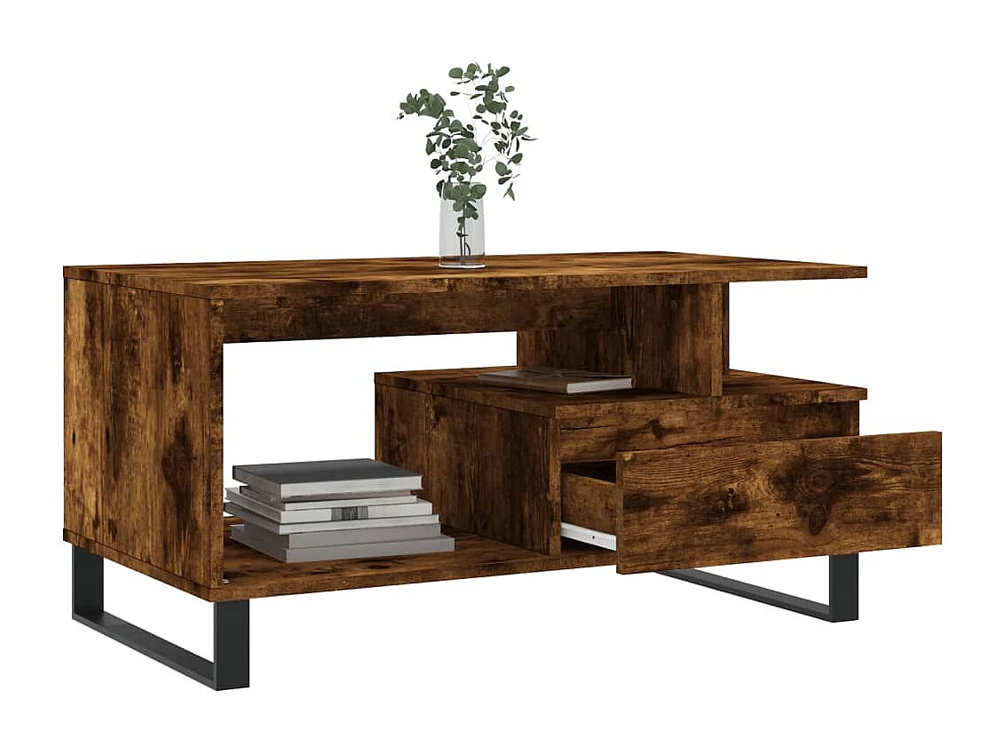 Table basse Chêne fumé 90x49x45 cm Bois d'ingénierie