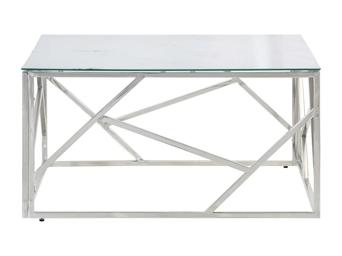 Salontafel roestvrijstaal en gehard glas zilverkleurig