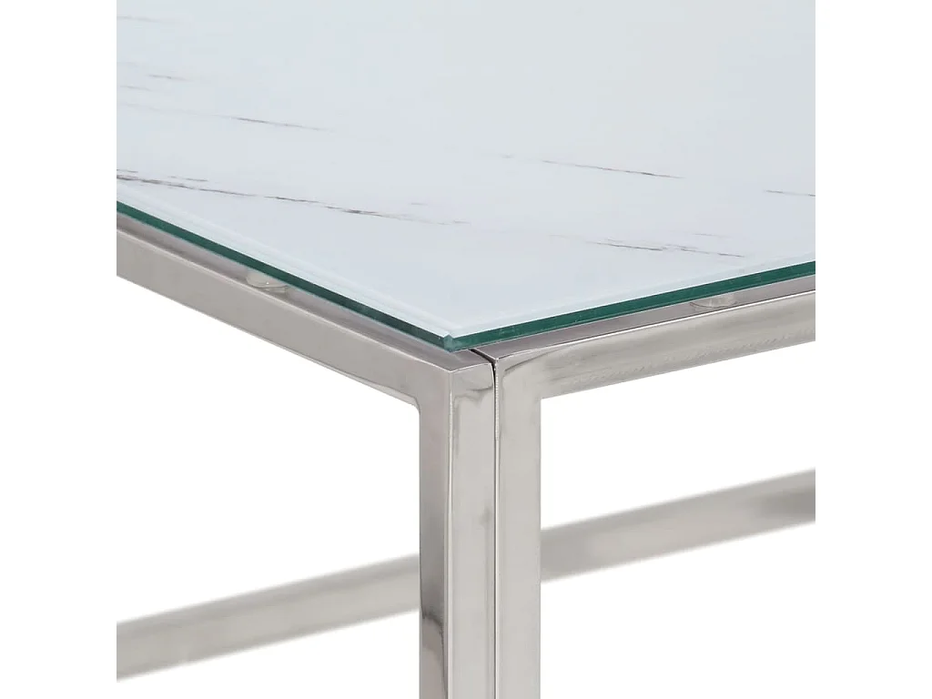 Salontafel roestvrijstaal en gehard glas zilverkleurig