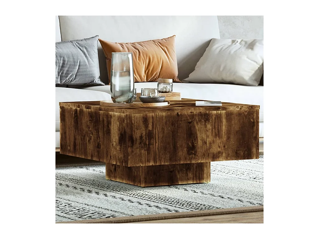 Mesa de centro contrachapado roble ahumado 60x60x31,5 cm