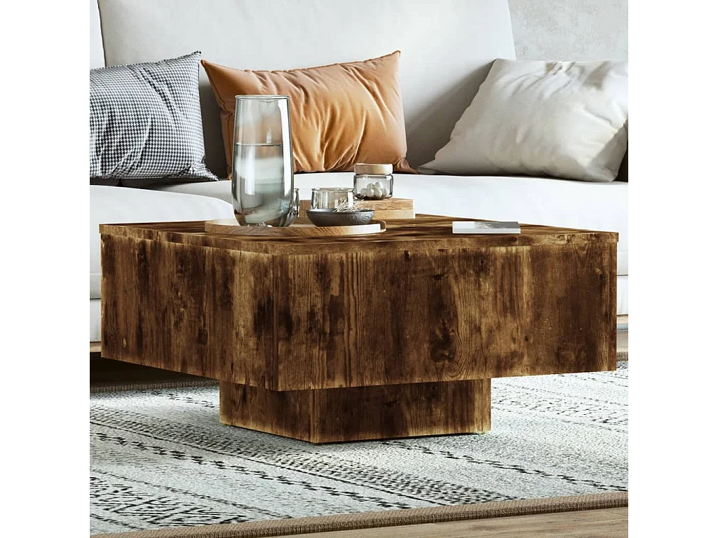 Salontafel 60x60x31,5 cm bewerkt hout gerookt eikenkleurig
