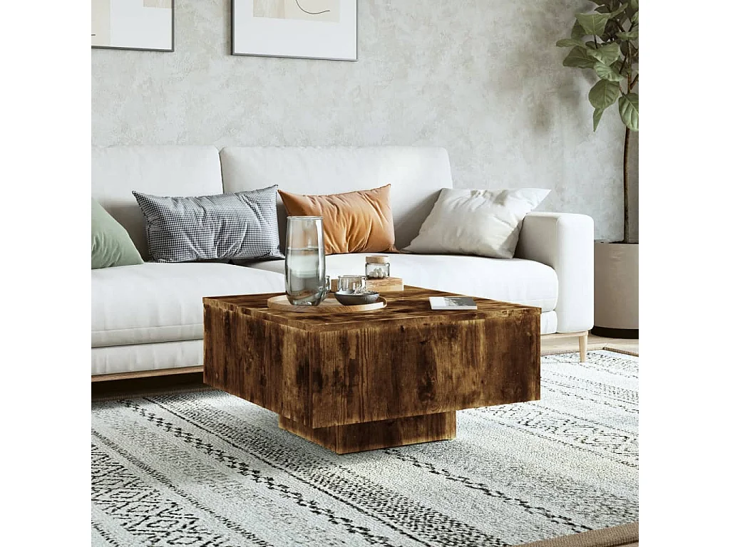 Salontafel 60x60x31,5 cm bewerkt hout gerookt eikenkleurig