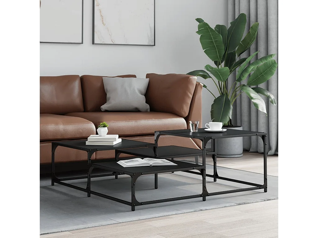 Table basse noir 107x107x40 cm bois d'ingénierie