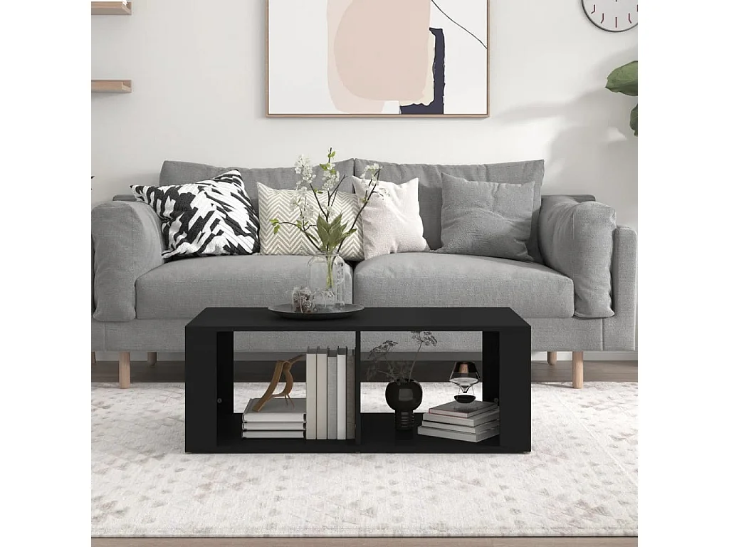 Table basse Noir 100x50x36 cm Bois d'ingénierie