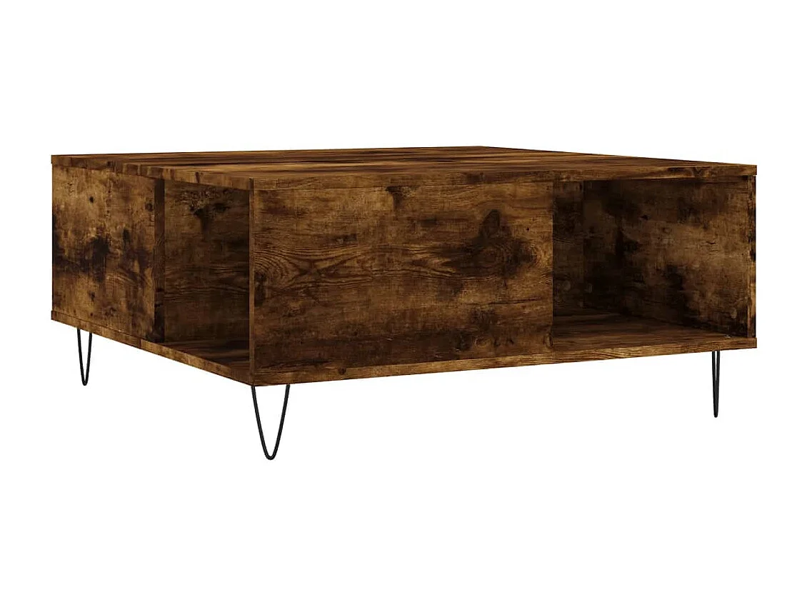 Table basse chêne fumé 80x80x36,5 cm bois d'ingénierie