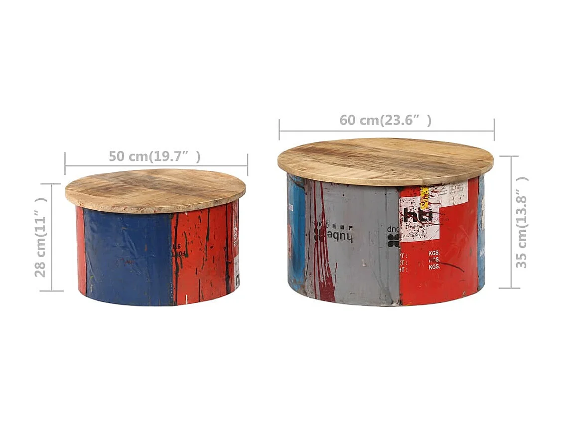Tables basses 2 pièces Bois solide de manguier