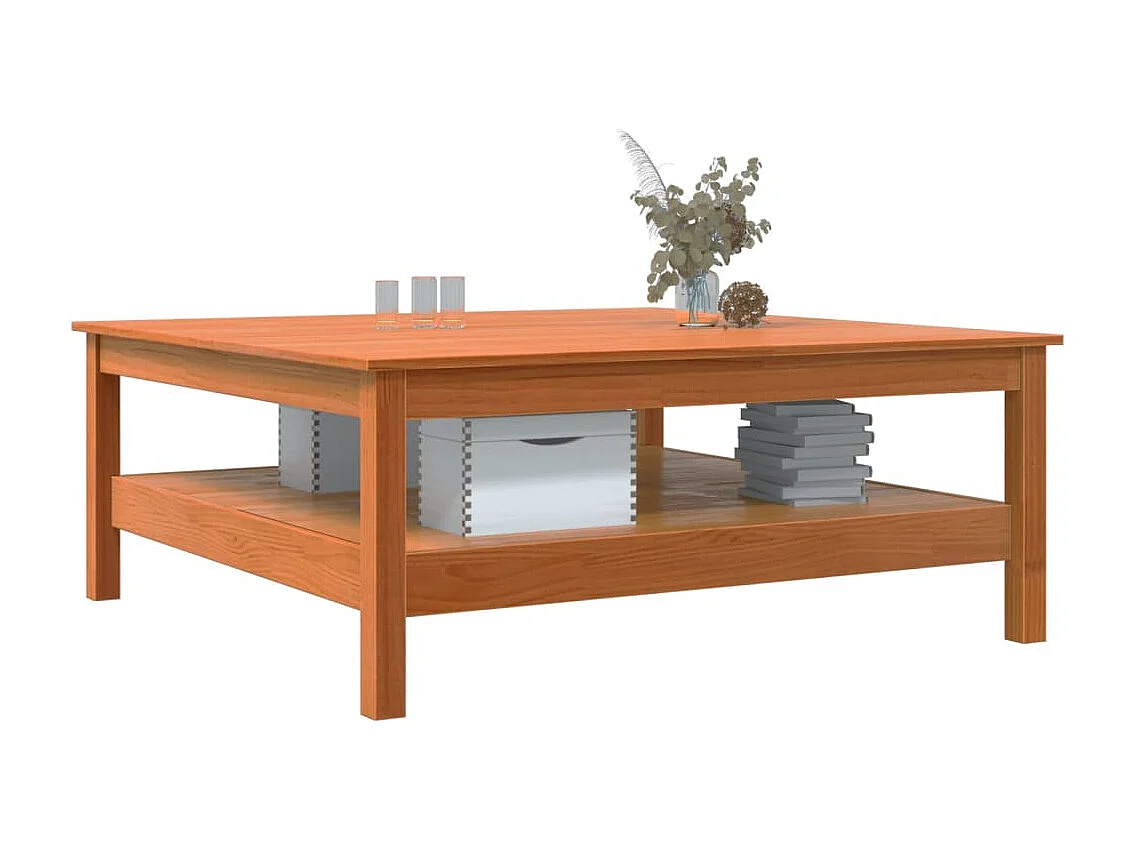 Table basse cire marron 100x100x40 cm bois massif de pin