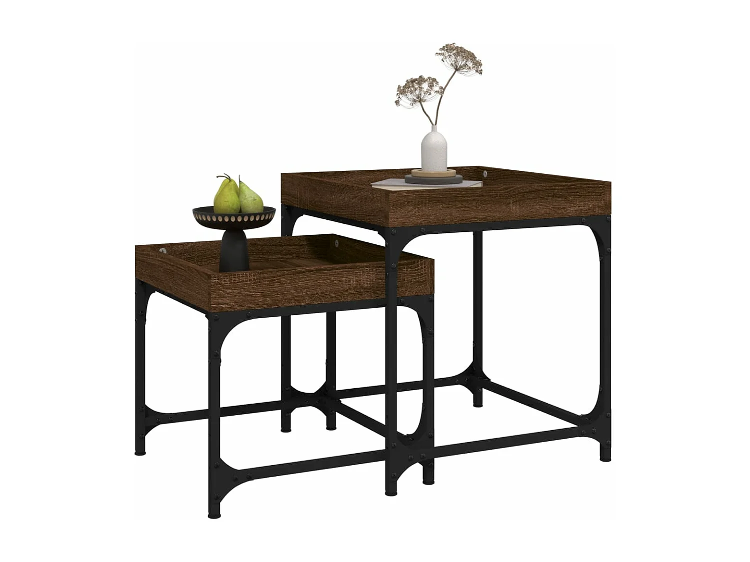 Tables d'appoint 2 pièces Chêne marron Bois d'ingénierie