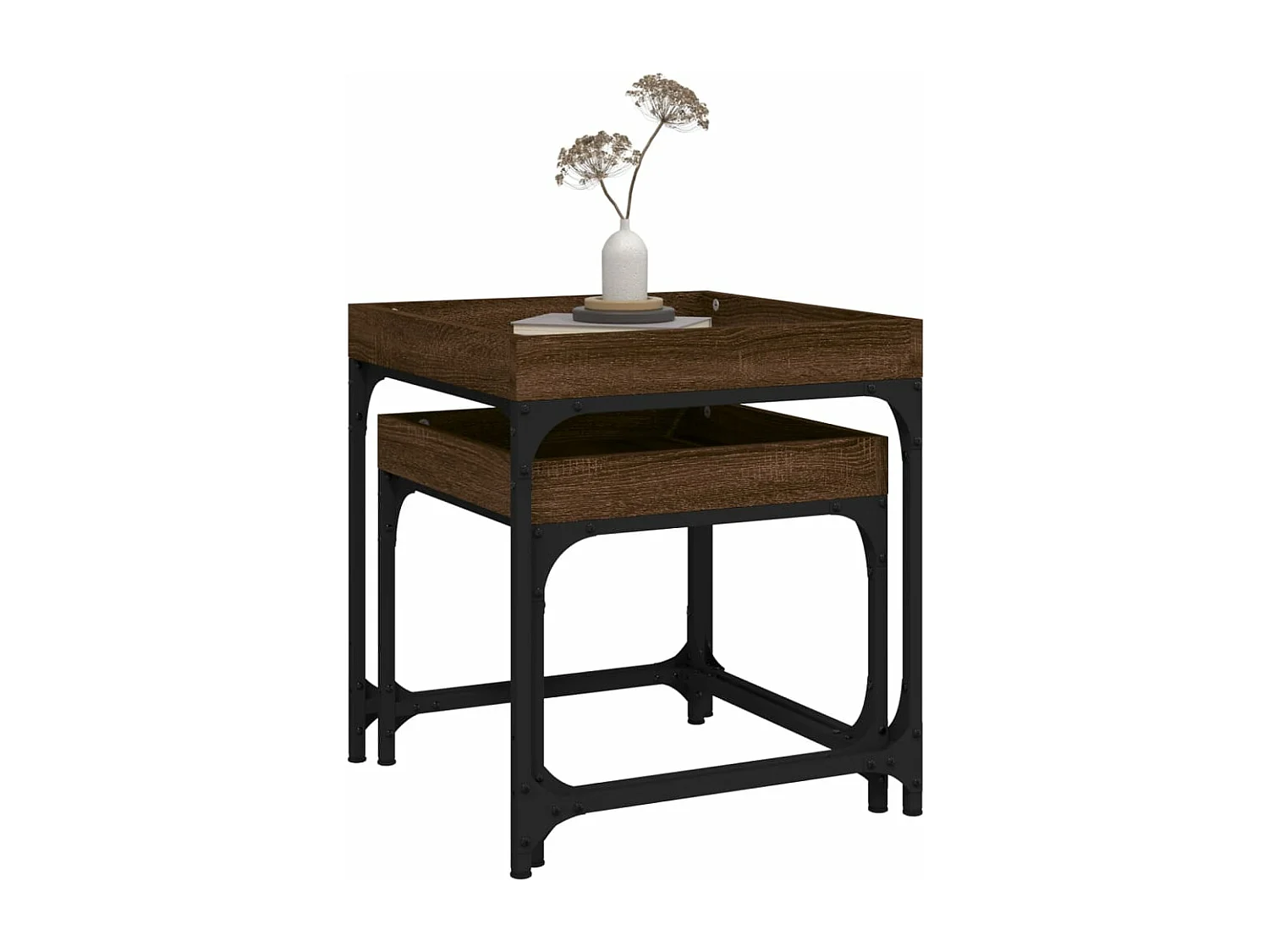 Tables d'appoint 2 pièces Chêne marron Bois d'ingénierie