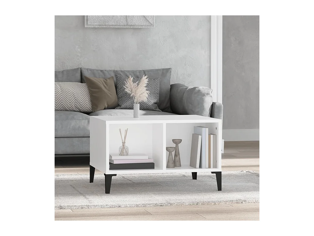 Table basse Blanc 60x50x36,5 cm Bois d'ingénierie