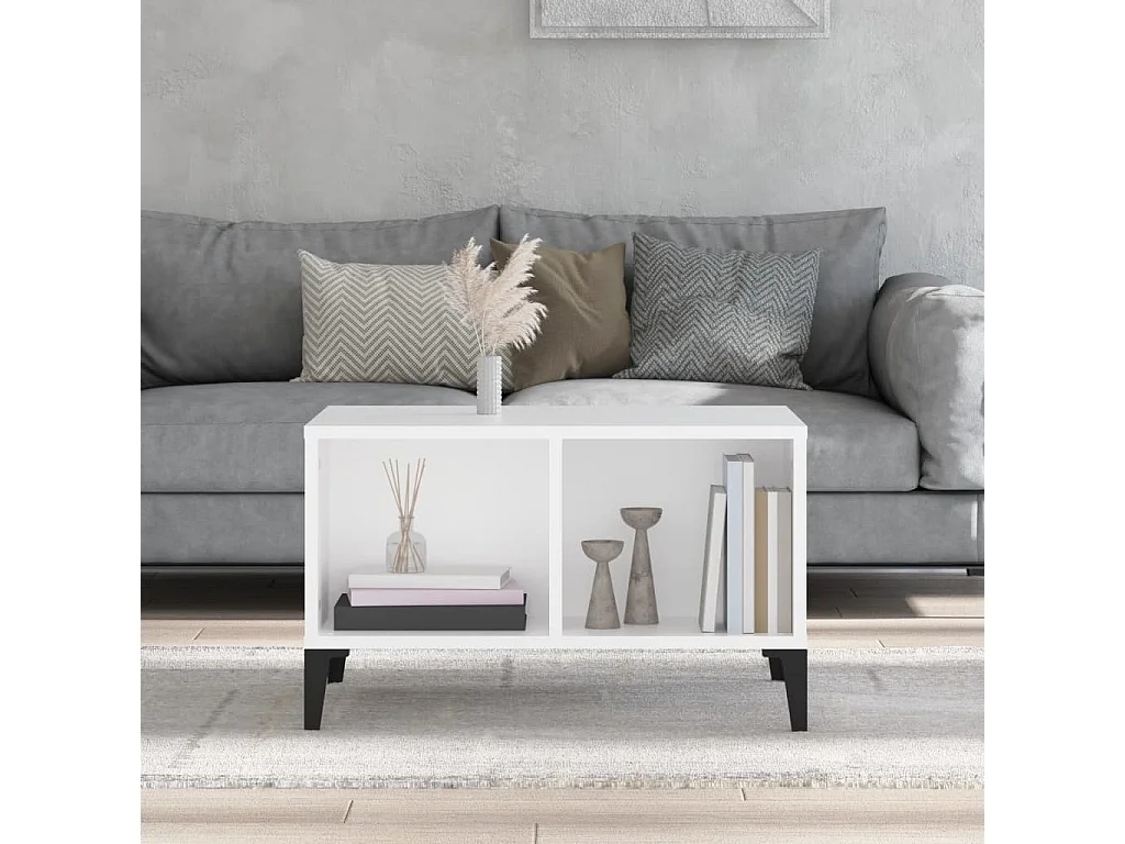 Table basse Blanc 60x50x36,5 cm Bois d'ingénierie