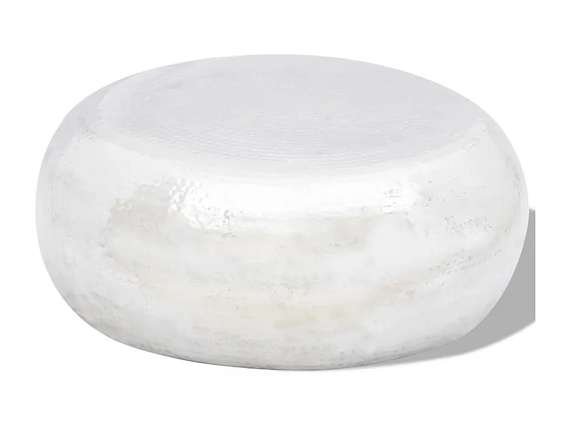 Mesa de centro martelada em alumínio prateado