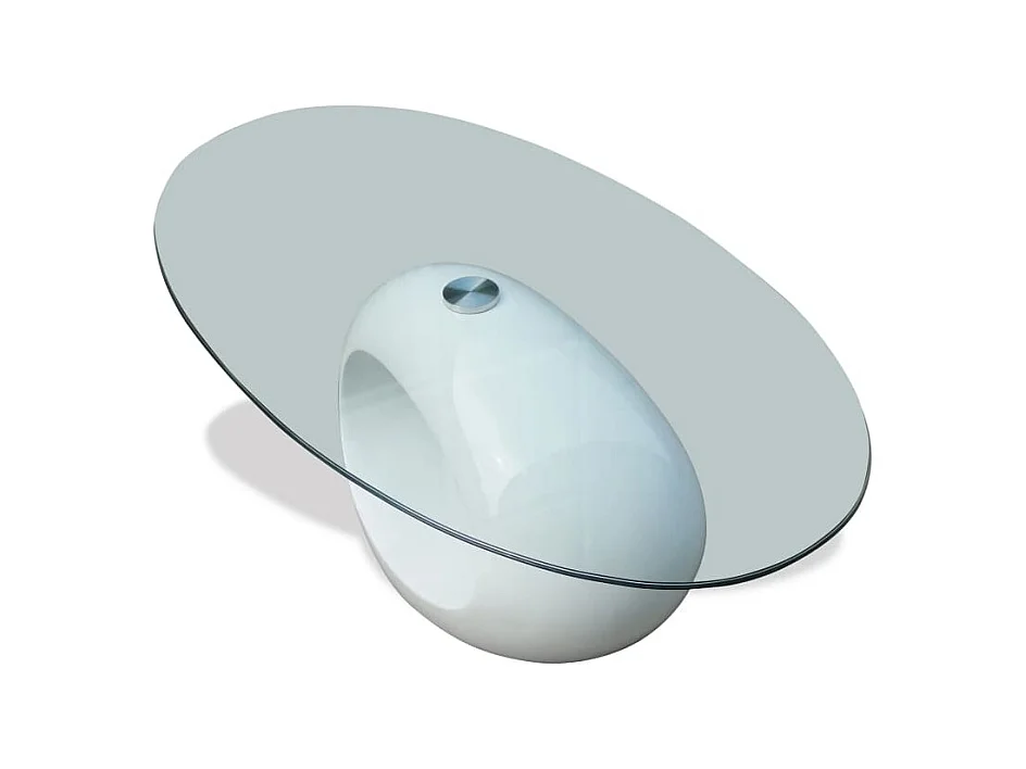 Table basse avec dessus de table en verre ovale Blanc brillant