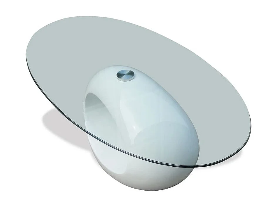 Table basse avec dessus de table en verre ovale Blanc brillant