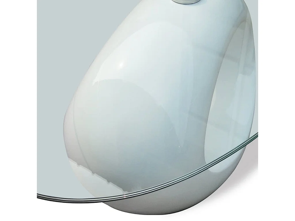 Table basse avec dessus de table en verre ovale Blanc brillant