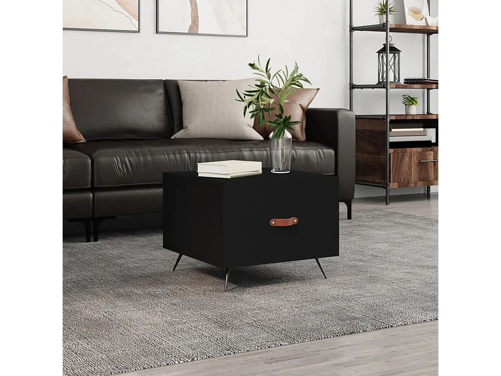 Table basse Noir 50x50x40 cm Bois d'ingénierie