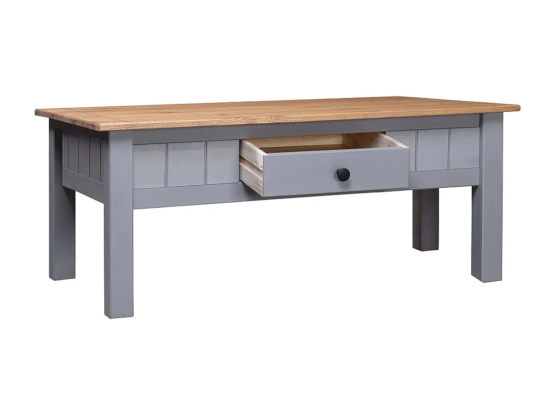 Table basse Gris 100x60x45 cm Pin massif Assortiment Panama