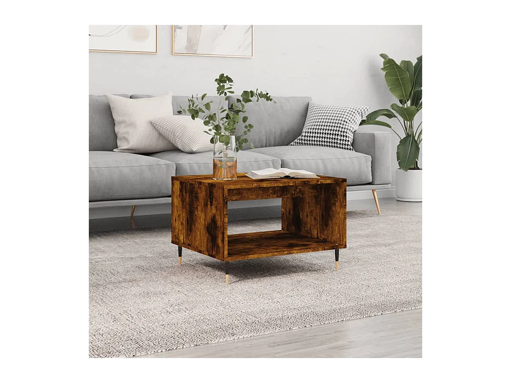 Table basse chêne fumé 60x50x40 cm bois d'ingénierie