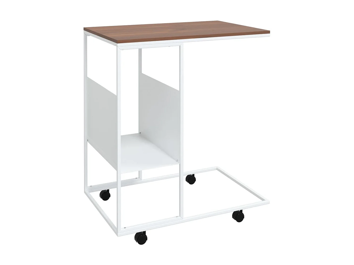 Table d'appoint et roues Blanc 55x36x63,5 cm Bois d'ingénierie