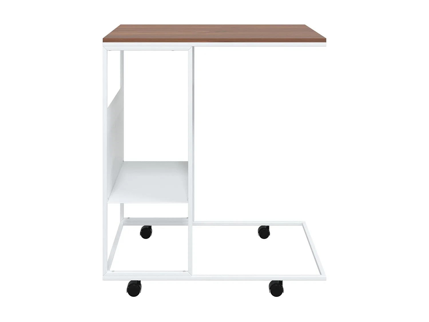 Table d'appoint et roues Blanc 55x36x63,5 cm Bois d'ingénierie