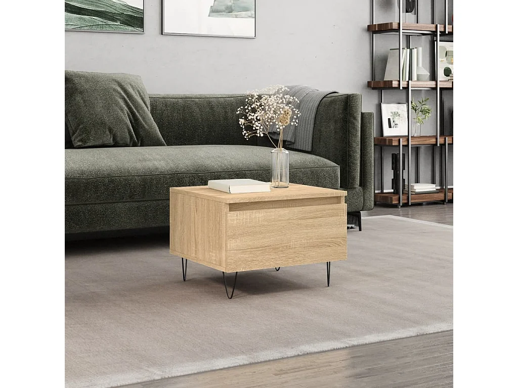 Table basse chêne sonoma 50x46x35 cm bois d'ingénierie
