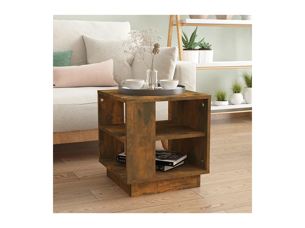 Table basse Chêne fumé 40x40x43 cm Bois d'ingénierie