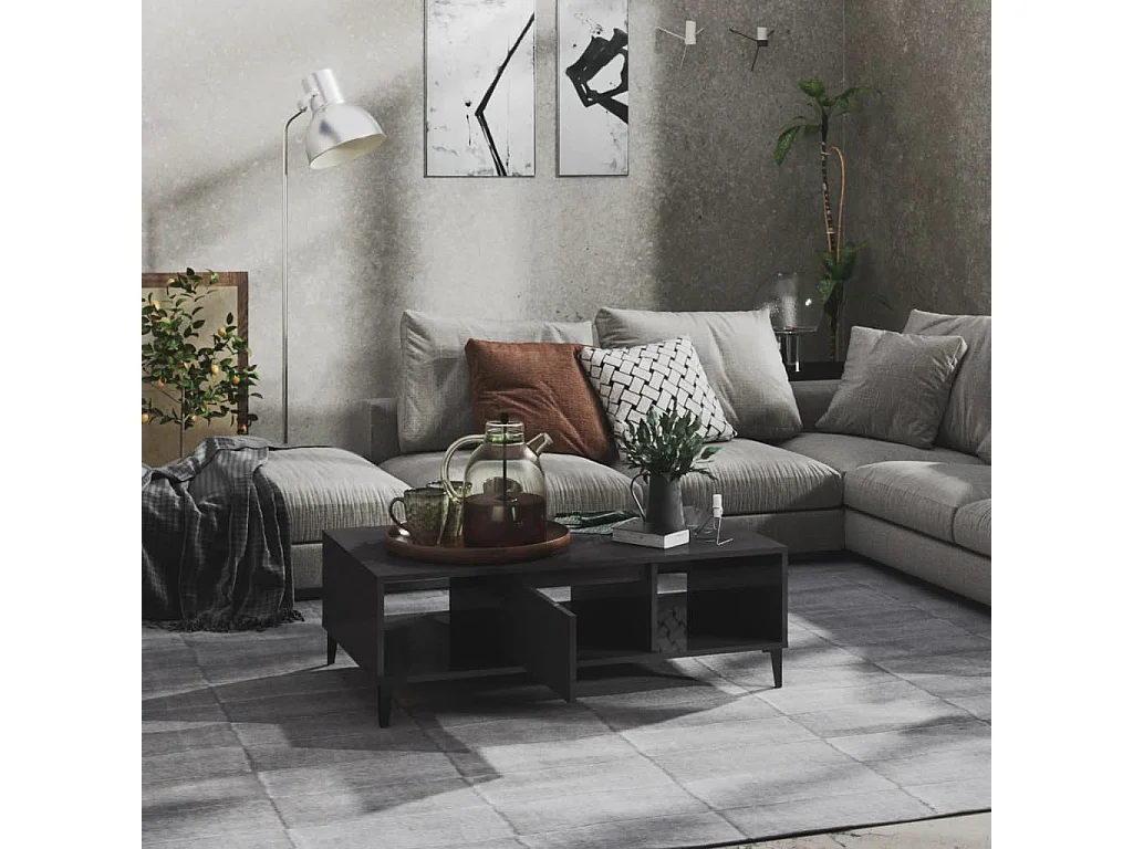 Table basse Gris brillant 103,5x60x35 cm Aggloméré