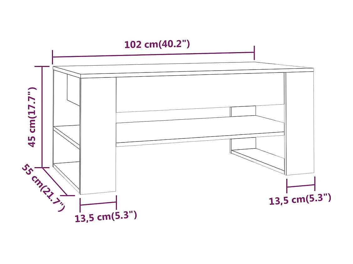 Table basse Blanc 102x55x45 cm Bois d'ingénierie