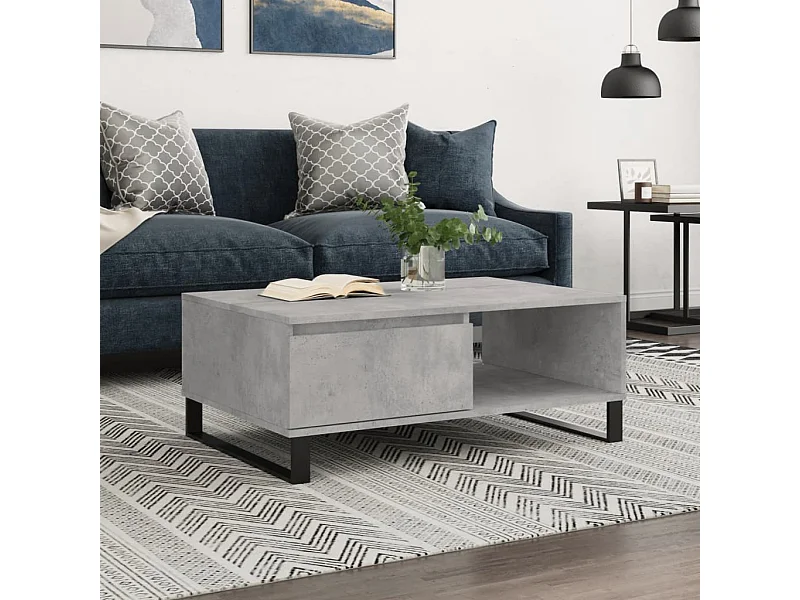 Mesa de centro madera de ingeniería gris hormigón 90x60x35 cm