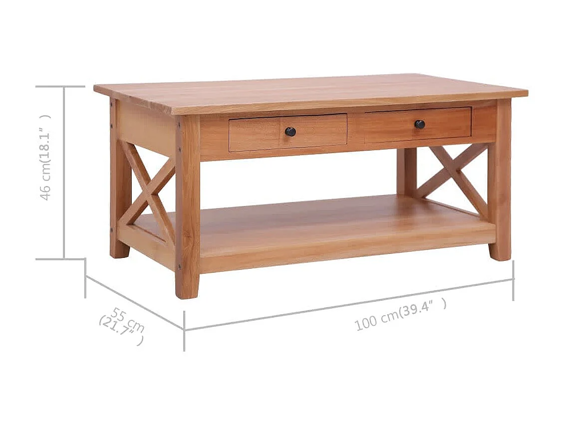 Mesa de centro 100x55x46 cm madeira de mogno maciça