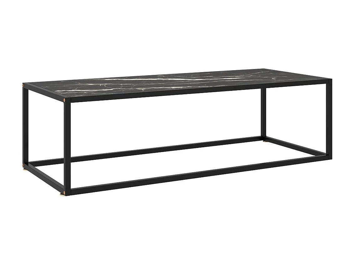 Mesa de centro negra con vidrio de mármol negro 120x50x35 cm