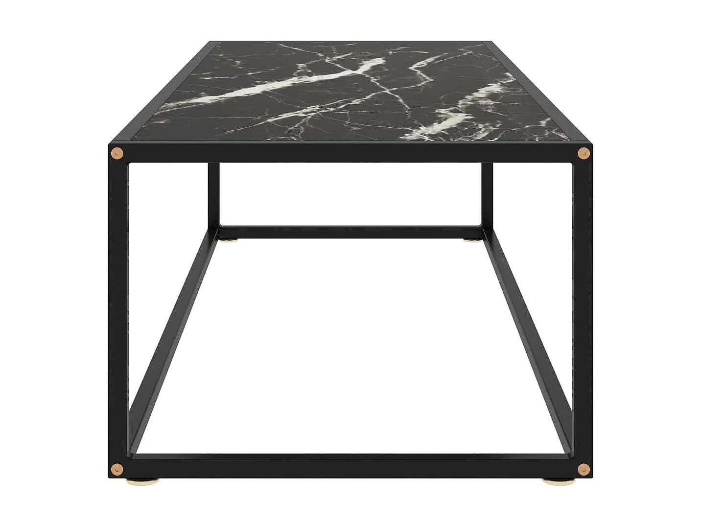 Mesa de centro negra con vidrio de mármol negro 120x50x35 cm