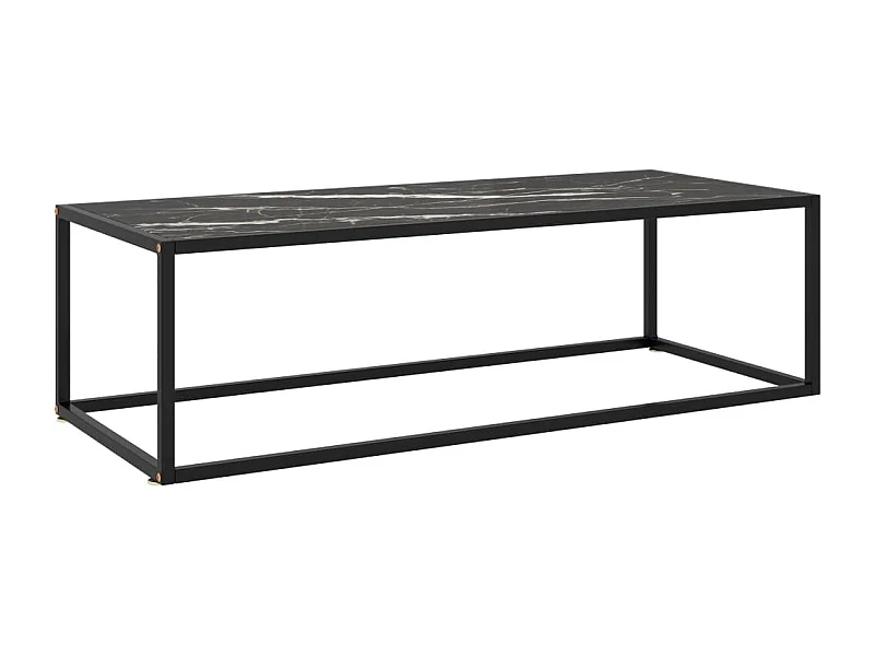 Mesa de centro negra con vidrio de mármol negro 120x50x35 cm