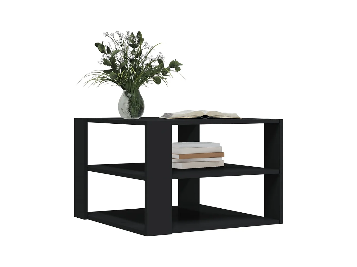 Table basse noir 59,5x59,5x40 cm bois d'ingénierie