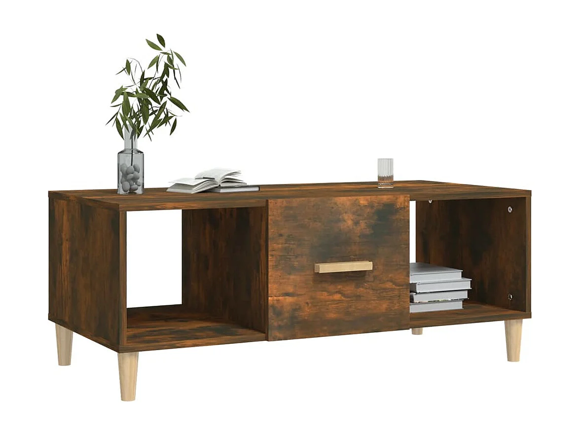 Table basse chêne fumé 102x50x40 cm bois d'ingénierie