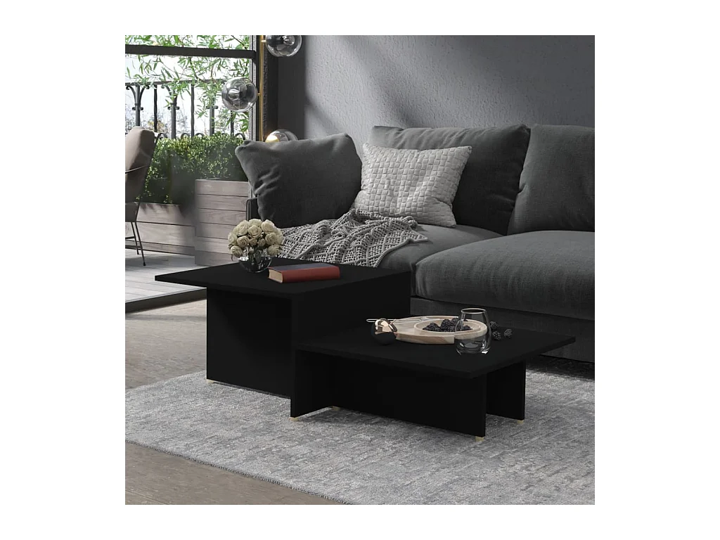 Mesa de centro de madera contrachapada negro 111,5x50x33 cm