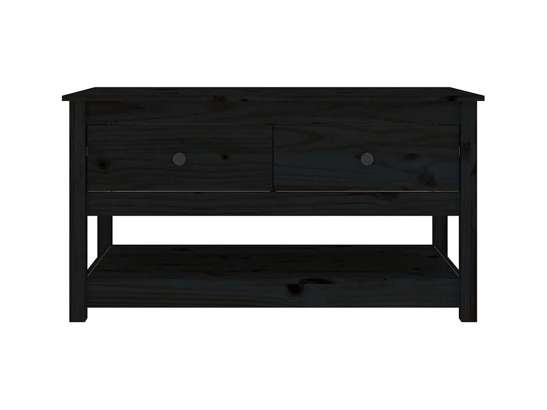 Mesa de centro de madera maciza de pino negra 102x49x55 cm