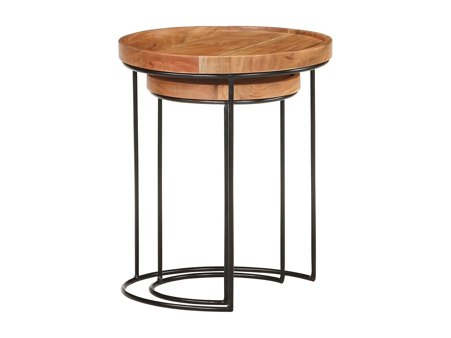 Ensemble de table basse 2 pièces bois d'acacia massif et acier