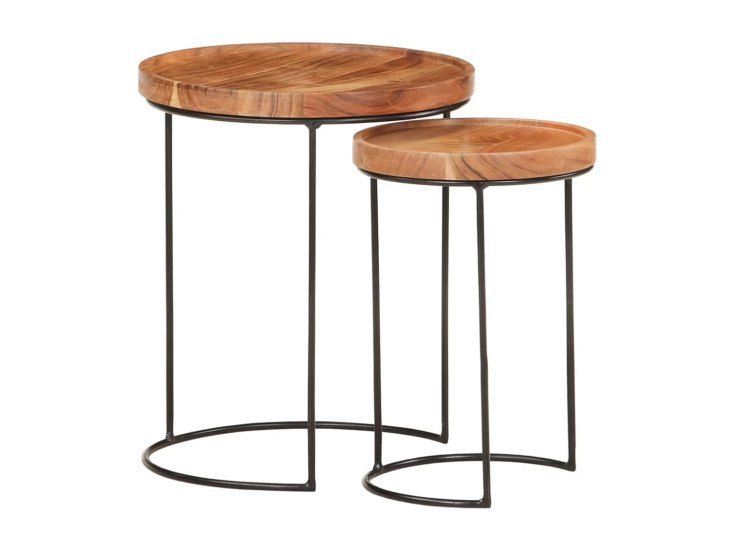 Ensemble de table basse 2 pièces bois d'acacia massif et acier